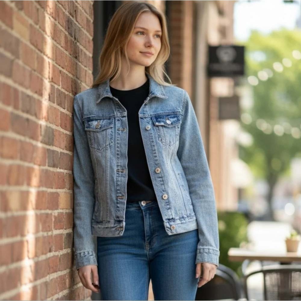 Marine Layer Denim Jacket Womens S Blue Classic Trucker Jean Jacket Like New